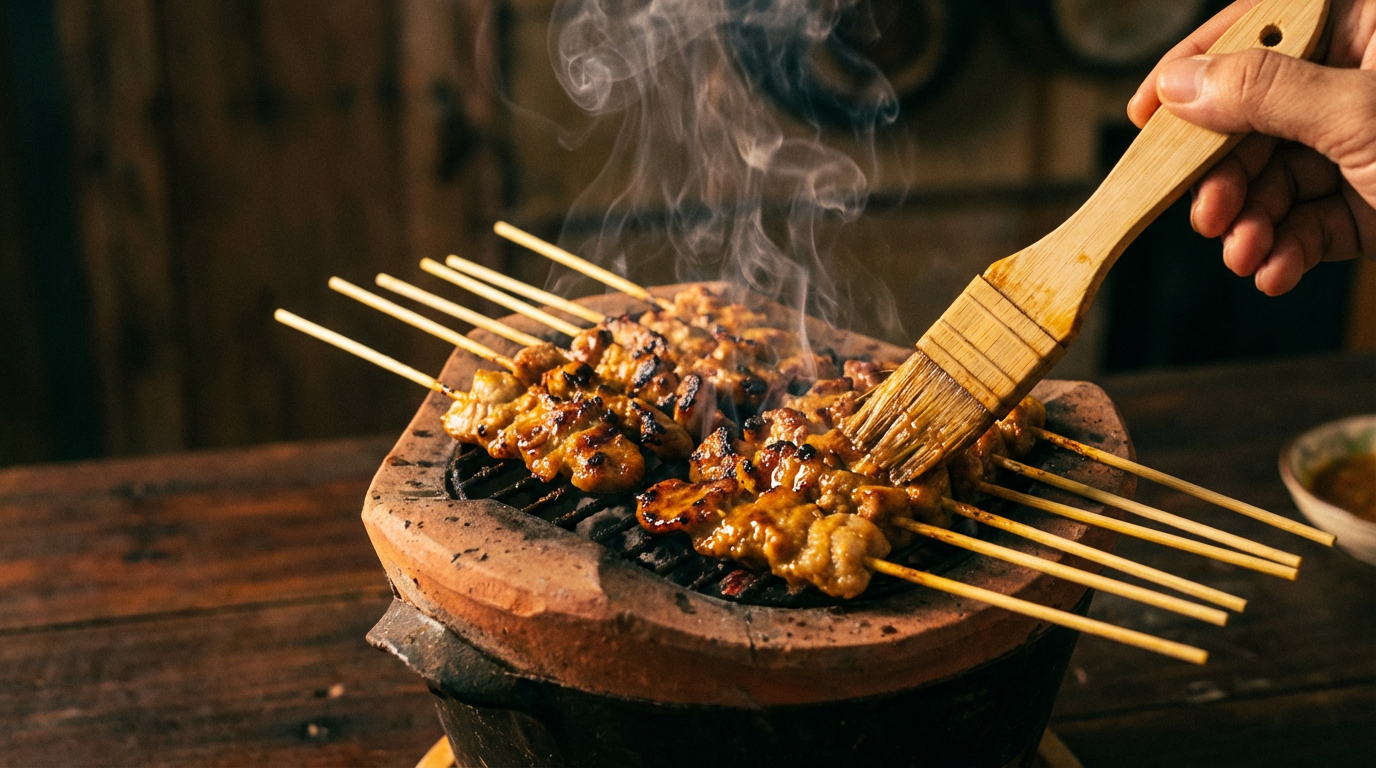 หมูสะเต๊ะย่างเตาถ่าน